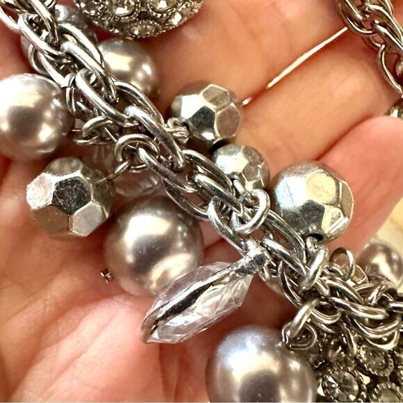 Silver tone beaded statement necklace - Picture 10 of 11